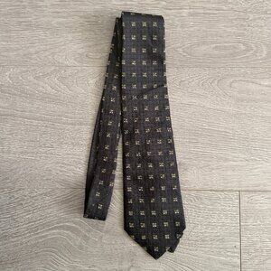 Hermès Paris Silk Tie Dark Gray Geometric Pattern Luxury Designer
